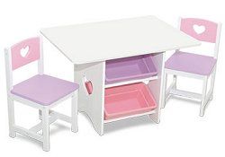 Kids Table and Chair Set - Heart Table and 2 Chair Set - KidKraft Furniture - 26913