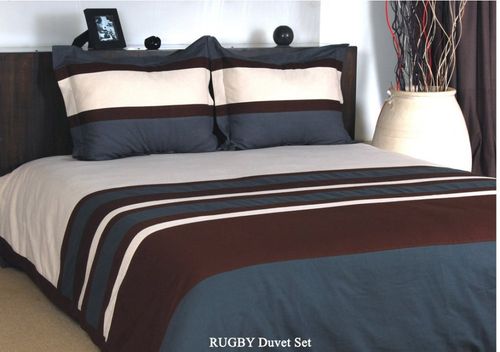 King Size Mini Duvet Cover Set - Rugby 3 Piece Set in Multi - RUGBY-KING-DUVET-SET