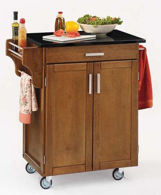 Kitchen Cart - Cottage Oak Wood Cart with Black Granite Top - Home Styles - 9001-0064