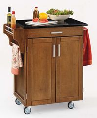 Kitchen Cart - Cottage Oak Wood Cart with Black Granite Top - Home Styles - 9001-0064