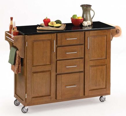 Kitchen Cart - Cottage Oak Wood Cart with Black Granite Top - Home Styles - 9100-1064