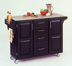 Kitchen Cart in Black with Granite top - 91001043
