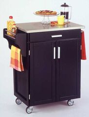 Kitchen Cart in Black with Stainless Steel top - 90010042