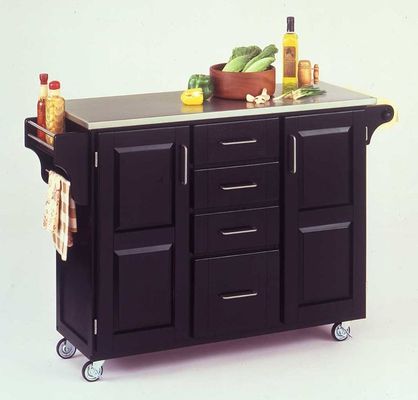 Kitchen Cart in Black with Stainless Steel top - 91001042