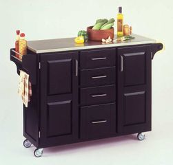 Kitchen Cart in Black with Stainless Steel top - 91001042