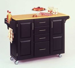 Kitchen Cart in Black with Wood top - 91001041