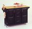 Kitchen Cart in Black with Wood top - 91001041