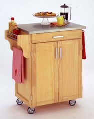 Kitchen Cart in Natural with Stainless Steel top - 90010012