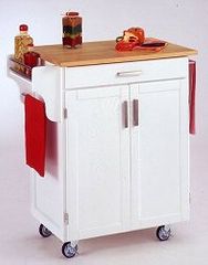 Kitchen Cart in White with Wood top - 90010021
