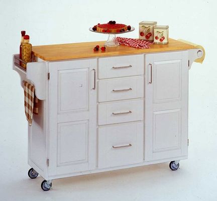 Kitchen Cart in White with Wood top - 91001021