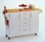 Kitchen Cart in White with Wood top - 91001021