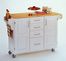 Kitchen Cart in White with Wood top - 91001021