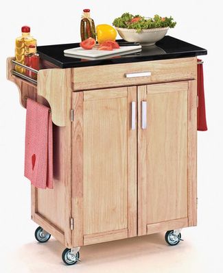 Kitchen Cart - Natural Wood Cart with Black Granite Top - Home Styles - 9001-0014