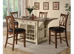 Kitchen Island and Bar Stool Set in Buttermilk / Cherry - Coaster - 102271-2-DSET