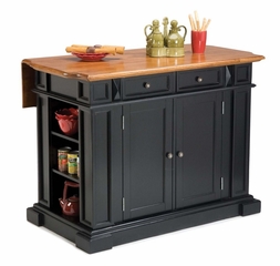 Kitchen Island and Two Stools in Black / Oak - Home Styles - 5003-948