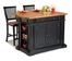 Kitchen Island and Two Stools in Black / Oak - Home Styles - 5003-948