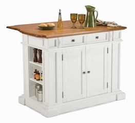 Kitchen Island and Two Stools in White / Oak - Home Styles - 5002-948