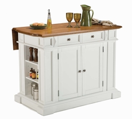 Kitchen Island and Two Stools in White / Oak - Home Styles - 5002-948