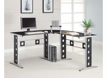 L Shape Desk in Silver and Black - 800228
