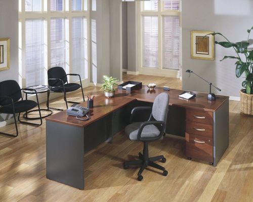 L-Shaped Desk with Pedestal - Series C Hansen Cherry Collection - Bush Office Furniture - WC24424-26-90