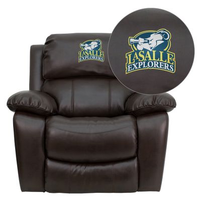 La Salle University Explorers Leather Rocker Recliner - MEN-DA3439-91-BRN-41043-EMB-GG