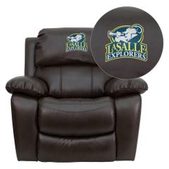La Salle University Explorers Leather Rocker Recliner - MEN-DA3439-91-BRN-41043-EMB-GG