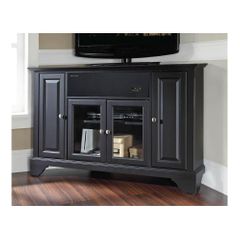 Lafayette 48" Corner AroundSound TV Stand in Black - CROSLEY-KF1006BASBK