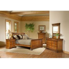 Lafayette 5 Piece Sleigh Bedroom Set American Oak - Largo - LARGO-WG-B4350-SLEIGH-5PC-SET