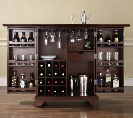LaFayette Expandable Bar Cabinet in Vintage Mahogany Finish - Crosley Furniture - KF40001BMA