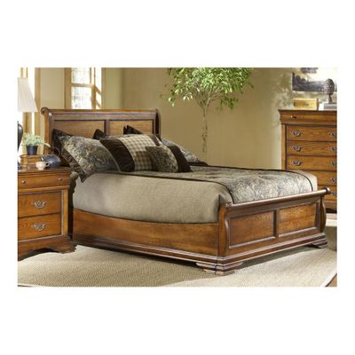 Lafayette Low Profile Sleigh Bed American Oak - Largo - LARGO-ST-B4350-LOPRO