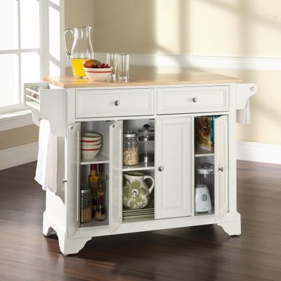 LaFayette Natural Wood Top Kitchen Island in White Finish - Crosley Furniture - KF30001BWH