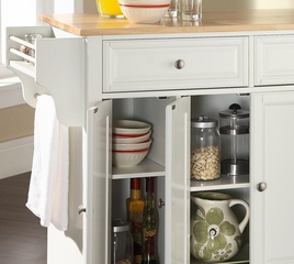 LaFayette Natural Wood Top Kitchen Island in White Finish - Crosley Furniture - KF30001BWH