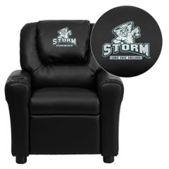 Lake Erie College Storm Embroidered Black Vinyl Kids Recliner - DG-ULT-KID-BK-41044-EMB-GG