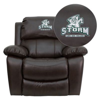 Lake Erie College Storm Leather Rocker Recliner - MEN-DA3439-91-BK-41044-EMB-GG