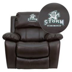 Lake Erie College Storm Leather Rocker Recliner - MEN-DA3439-91-BK-41044-EMB-GG