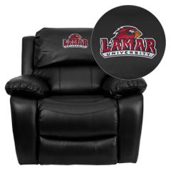 Lamar University Cardinals Leather Rocker Recliner - MEN-DA3439-91-BK-41045-EMB-GG