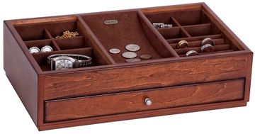 Landon Wooden Dresser Top Valet in Antique Walnut - 00687S13