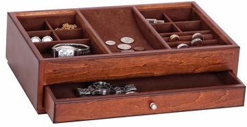Landon Wooden Dresser Top Valet in Antique Walnut - 00687S13