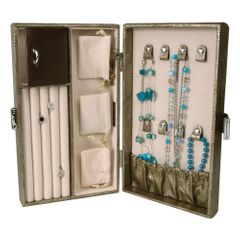 Large Contour Jewelry Box in Bronze Textured Faux Leather - Vivienne - Jewelry Boxes by Mele - 0062942M