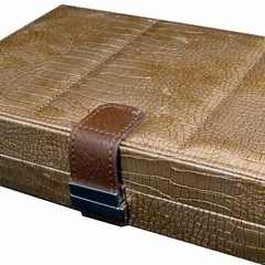 Large Contour Jewelry Box in Bronze Textured Faux Leather - Vivienne - Jewelry Boxes by Mele - 0062942M