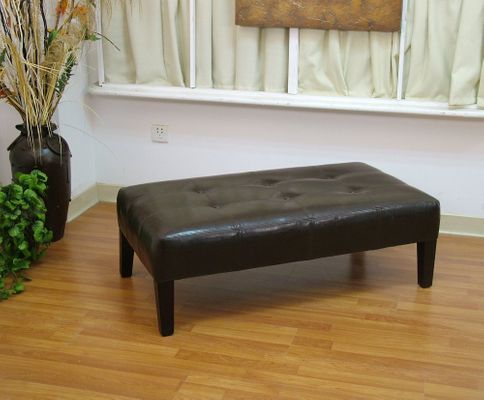 Large Faux Leather Coffee Table in Brown - 4D Concepts - 550070