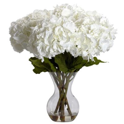 Large Hydrangea with Vase Silk Flower Arrangement - Nearly Natural - 1260