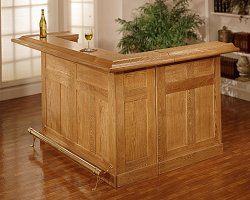 Large Oak Bar with Side Bar - 62576AXOAK