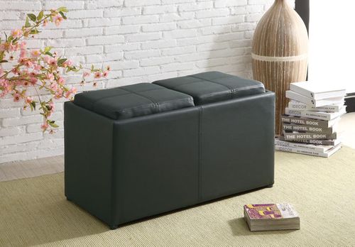 Large Ottoman with Additional Seating in Black - 501080