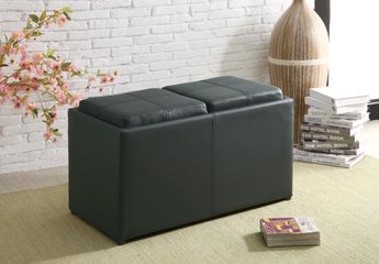 Large Ottoman with Additional Seating in Black - 501080