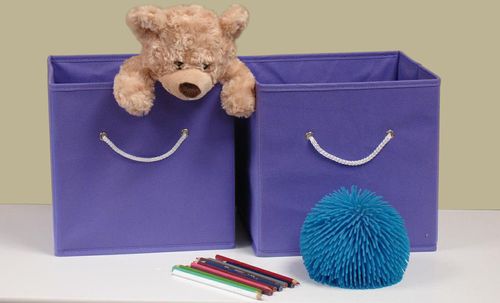 Lavender 2PC Folding Storage Bins Set with White Rope Handles