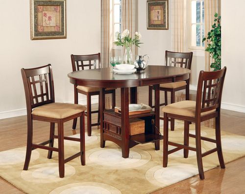 Lavon Counter Table and 4 Chairs Set in Cherry - 100888N