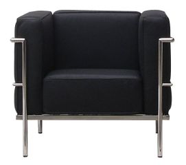 Le Corb Leather Arm Chair in Black - FF610-1-BK