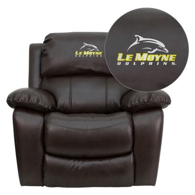 Le Moyne College Dolphins Leather Rocker Recliner  - MEN-DA3439-91-BRN-41046-EMB-GG