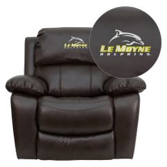 Le Moyne College Dolphins Leather Rocker Recliner  - MEN-DA3439-91-BRN-41046-EMB-GG